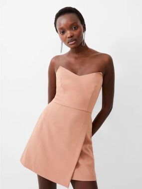 NWT French Connection Strapless Rust-Tan A-Line Dress